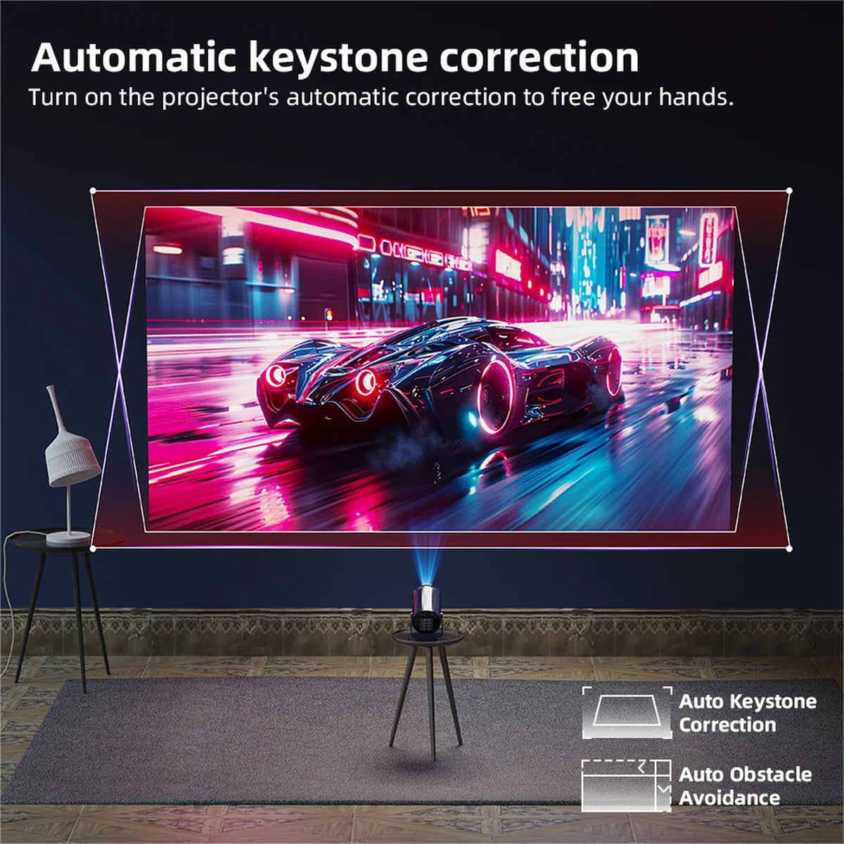 Mini-projecteur portable XBJ - Bleu - Android 11 - Wi-Fi 6 et Bluetooth 5.2 - 200 ANSI - Orientable à 180° - Taille d'image de 40 à 200 pouces - 14 x 11,9 x 21,8 cm