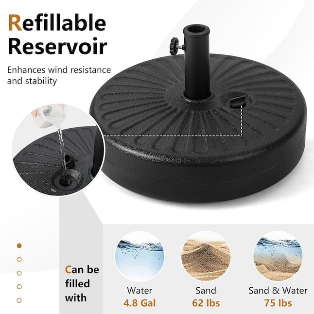 Base de parasol Coast - Remplissable - Ø51 cm - Max. 35 kg - Noir