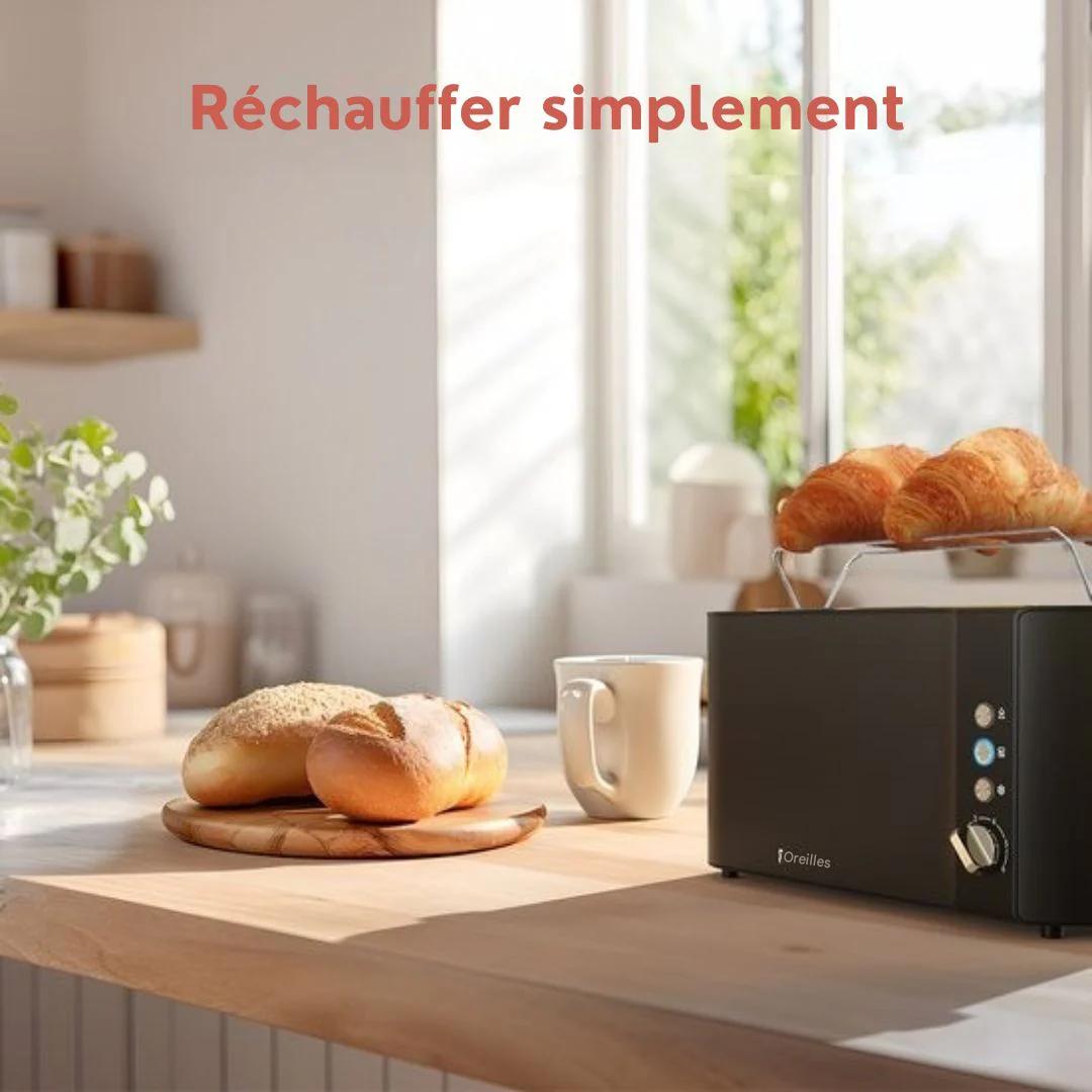 Grille-pain KitchenBrothers - 6 niveaux de chaleur - 2 fentes extra-longues - 1520W - Noir
