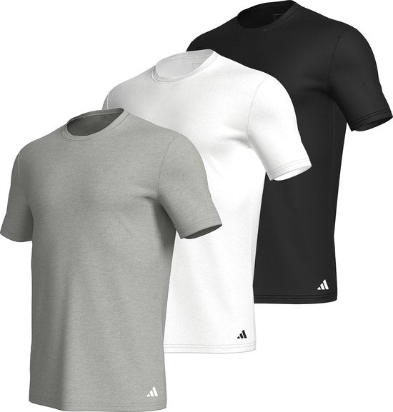 T-shirt à col rond adidas Sportswear, lot de 3 - Active Core Cotton - Sous-vêtements pour hommes - noir/blanc/gris chiné