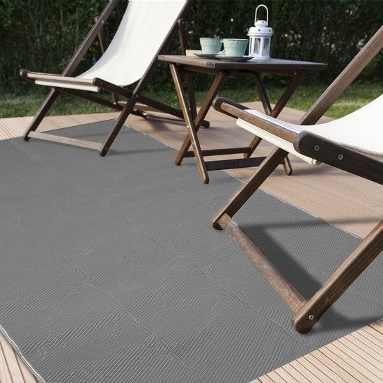 LifeGoods Tapis d'extérieur - 120x180CM - Tapis de jardin - Sac de transport inclus - Gris