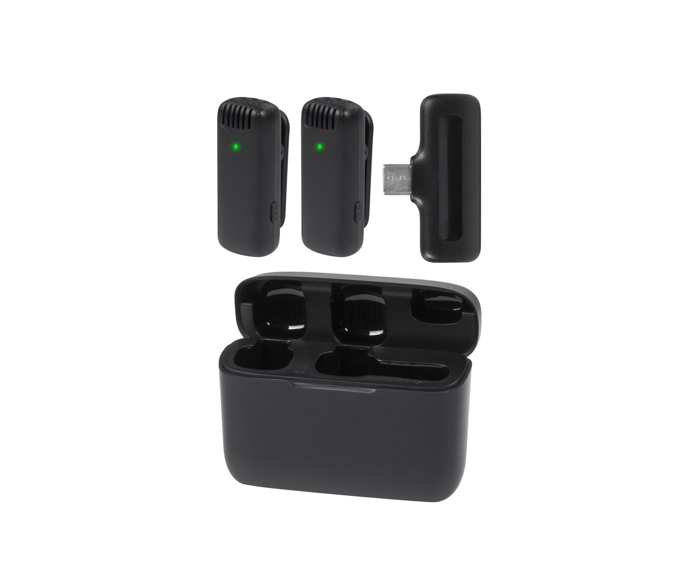 Nuvance - Microphone sans fil - 2 pièces avec étui de chargement - Microphone Tie Pin - Usb C - Microphone Lavelier - Plug & Play