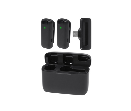 Nuvance - Microphone sans fil - 2 pièces avec étui de chargement - Microphone Tie Pin - Usb C - Microphone Lavelier - Plug & Play