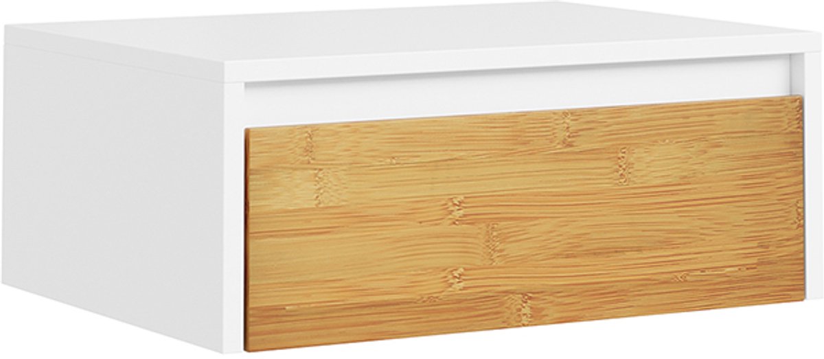 Table de chevet suspendue SoBuy avec éclairage LED - 1 tiroir - Blanc - 29 x 40 x 15 cm