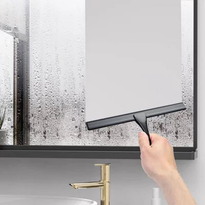 Racleur de douche en acier inoxydable - Lame en caoutchouc de 10 pouces - avec ventouse et crochet