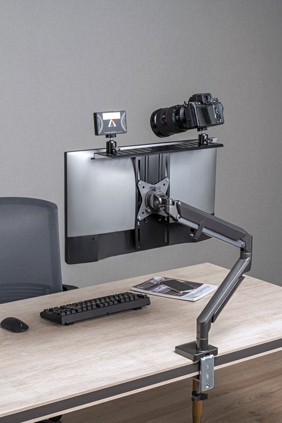 Tablette pour moniteur de streaming en direct - Tablette pour moniteur réglable - Tablette tout-en-un pour l'installation du studio - porte-microphone
