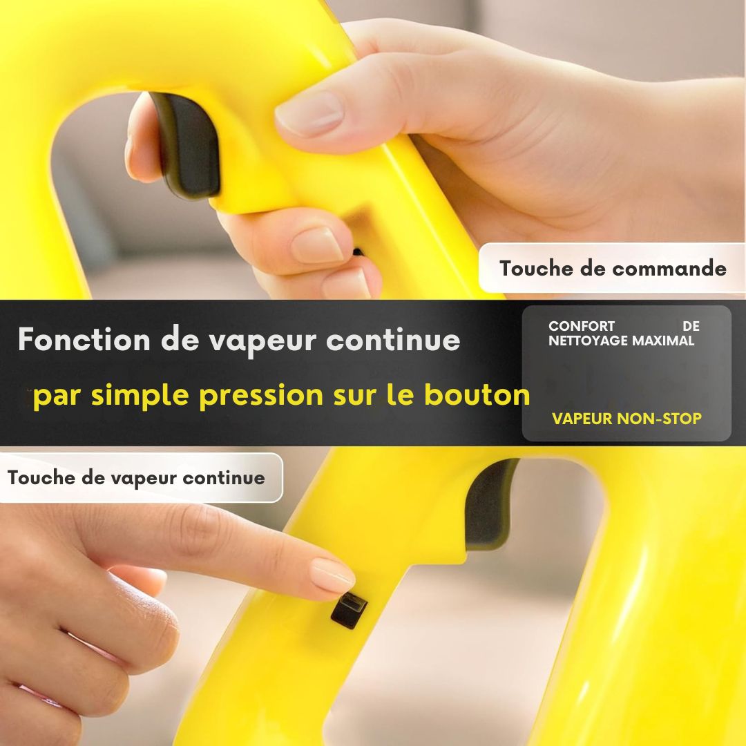 Nettoyeur vapeur portatif 1500 W - Neighbour's Friend 2-en-1 - 120 cm - 450 ml - 4 m Cordon - Jaune