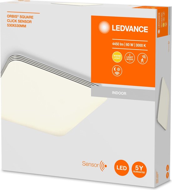 LEDVANCE Applique et plafonnier LED : pour plafond, ORBIS CLICK SENSOR / 6- W, 22-...24- V, angle de rayonnement : 12-, Blanc chaud, 3- K, matériau du boîtier : acier, IP2-