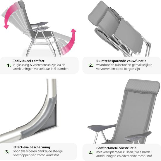 TecTake - Jeu de 2 chaises de jardin pliantes