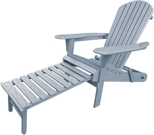 Chaise AXI Alexa Adirondack Grise – Avec repose-pieds - Chaise de détente en bois avec accoudoirs – Pliable - Dossier haut - Chaise de jardin – 147 x 78,5 x 89 cm – 100 % bois d'hémlock certifié FSC
