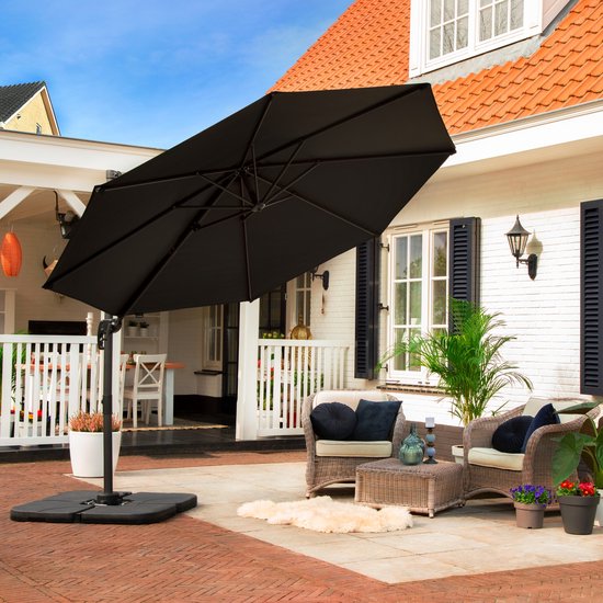 Tuiles pour parasol Bardolino - VONROC - 50x50cm - Capacité 25L - 4 pièces pour maintien de parasol - noir