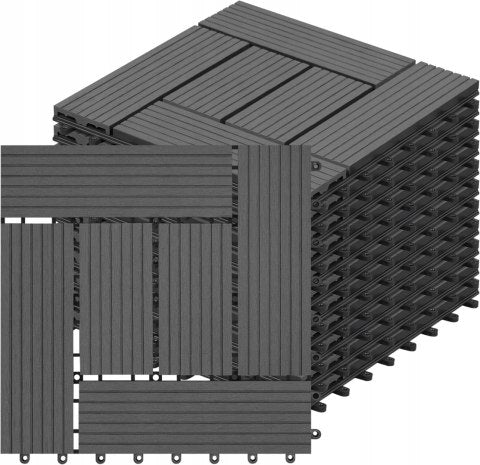 Woltu - Lot de 11 dalles de terrasse - Gris - 30 x 30 cm