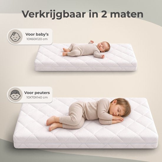 Matelas pour bébé CozySense® 70 x 140 cm – Matelas pour lit bébé – Matelas pour bébé – Coton respirant – Housse amovible – Certifié OEKO-TEX® et CertiPUR-US® – 10 cm
