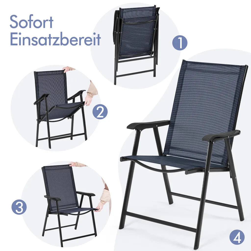 Yaheetech - Lot de 2 chaises de jardin pliables 54 x 57 x 93,5 cm - Bleu - Chaises pliantes avec accoudoirs et dossier haut