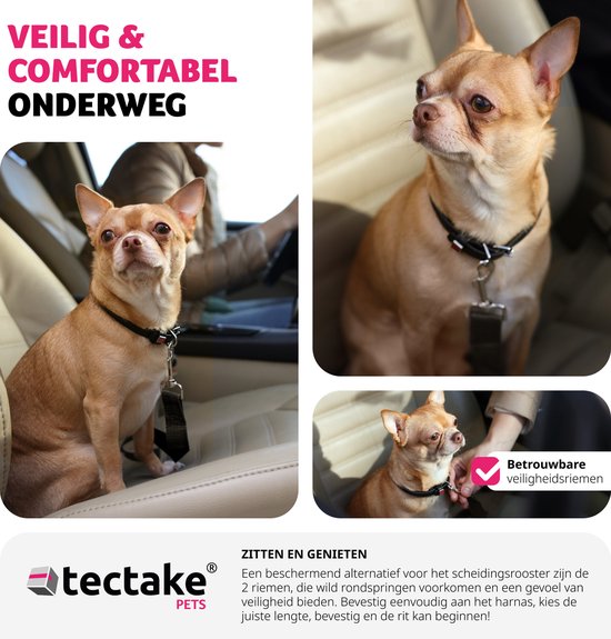 tectake® - Porte-chien pour voiture - Universel avec largeur variable jusqu'à max. 154 cm - Protection et séparation du coffre - 2 ceintures de sécurité incluses - Montage facile