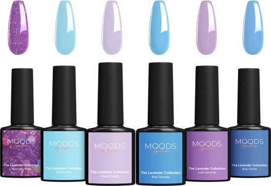 Moods Gellac 6-Piece Set - Gel Nail Polish Starter Pack - Gel Nail Polish - 8ML - The Lavender Collection - Gellac - Nails - Chic Colours