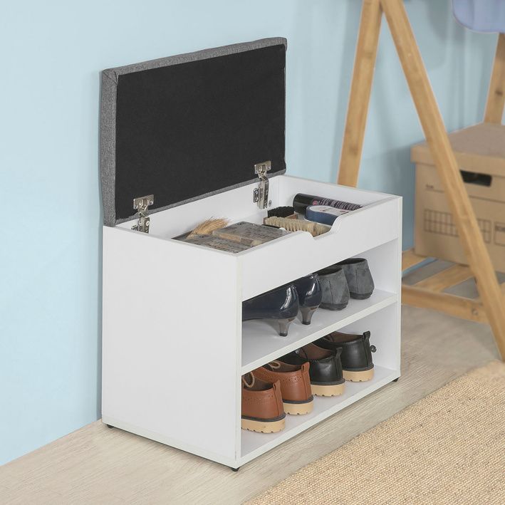 Meuble à chaussures - SoBuy - 2 étagères - 60 x 30 x 44 cm - Blanc / Gris