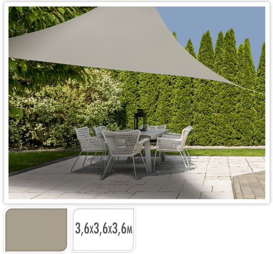 Toile d'ombrage Ambiance, forme triangulaire, 360 x 360 x 360 cm, couleur sable