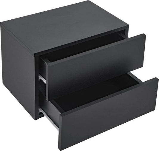 Table de nuit flottante - 40 x 29 x 30 cm - Noir - 2 tiroirs
