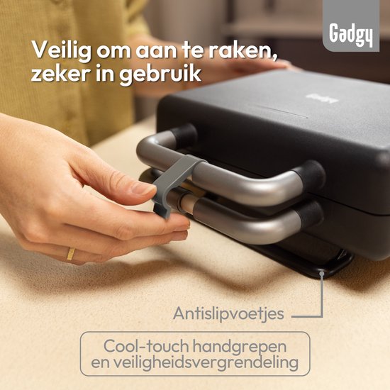 Appareil à croque-monsieur Gadgy Premium pour 2 croque-monsieur – Noir - Gril 3-en-1, appareil à croque-monsieur et gaufrier - Plaques interchangeables - 600 W - Très puissant - 2 gaufres de Bruxelles - Croque-monsieur