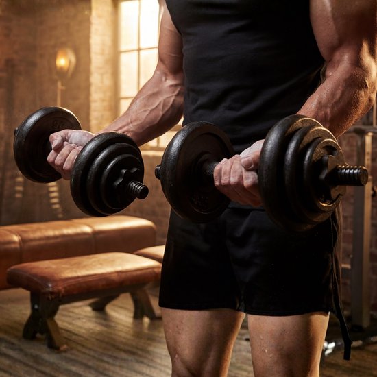 Fitby Dumbells 20KG - Haltères - Jeu de poids - Haltères réglables - Jeu d'haltères - Jeu d'haltères - Fonte - Boîtier de rangement inclus
