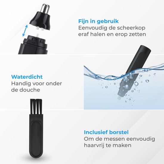 Nuvance - Tondeuse nez - Tondeuse nez homme et femme - Tondeuse oreilles - Tondeuse poils de nez - Rechargeable Usb - Lavable
