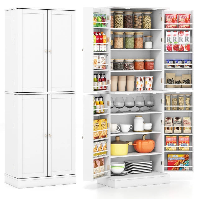 Armoire de cuisine Coast - 166,5 x 60 x 35 cm - Armoire de rangement - Réglable - 16 compartiments - Blanc