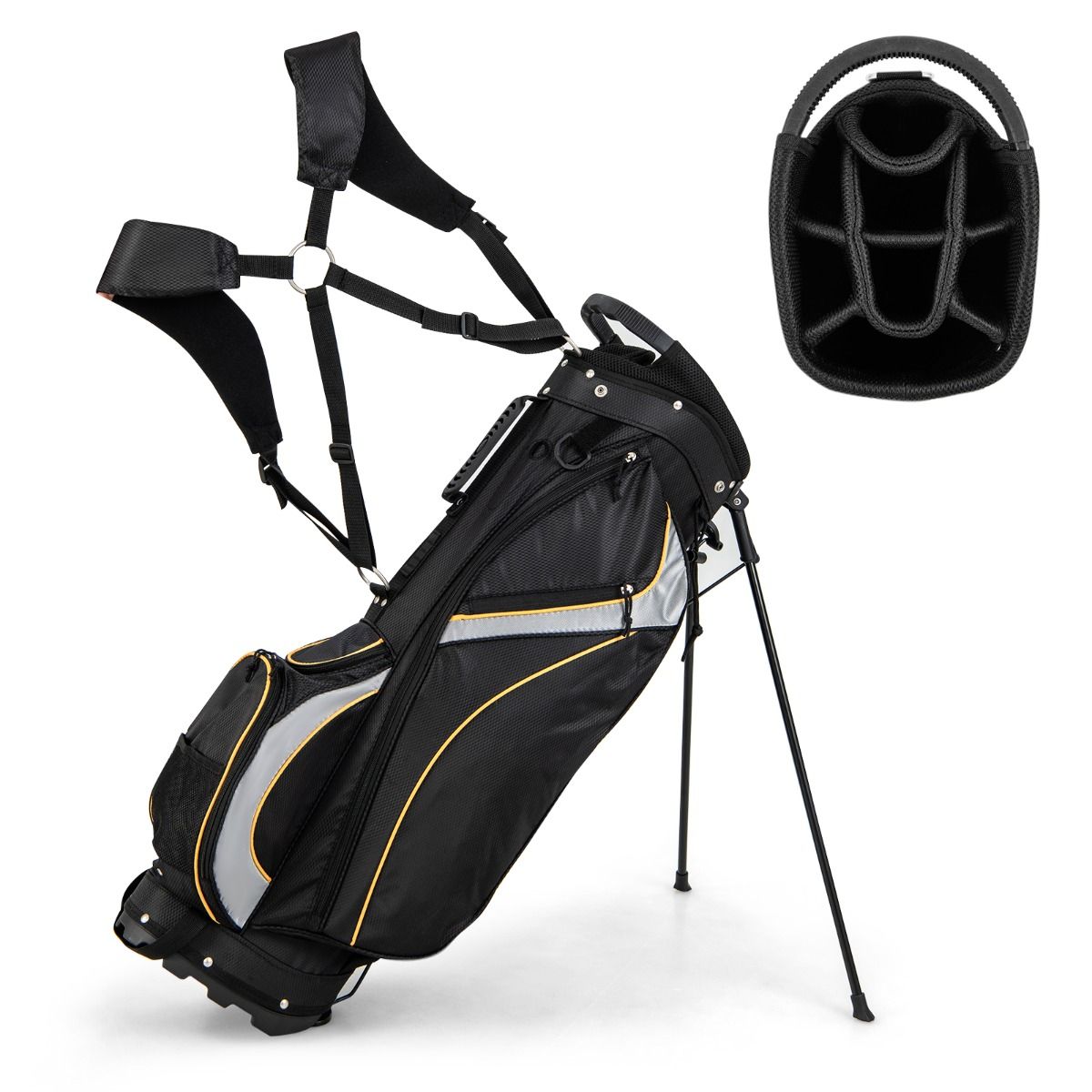 Sac de golf Coast - Organiseur à 8 compartiments - Système à double sangle - Noir
