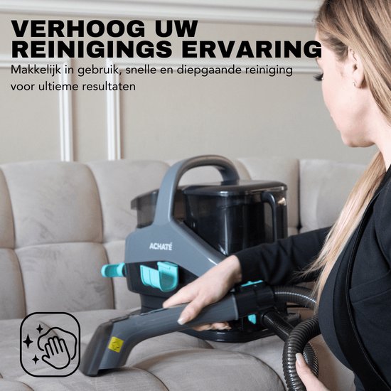 Achaté Nettoyeur de taches 5 en 1 Pro - Fonction vapeur et eau chaude - 1300 W - 45,5 x 38,8 x 33 cm - Gris