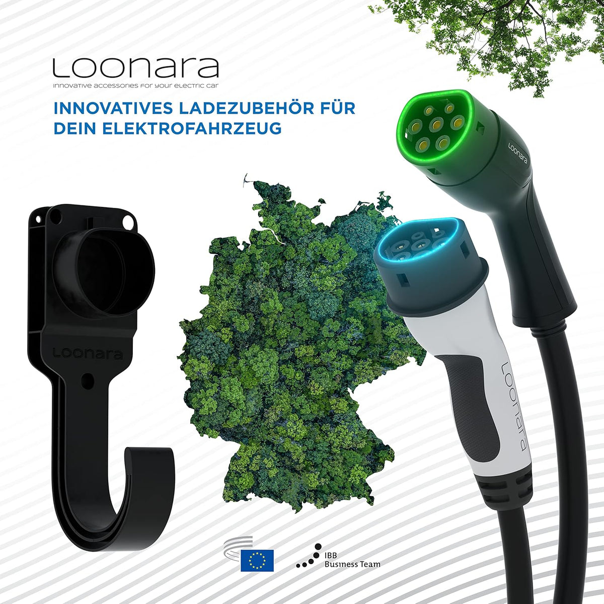 loonara Support de câble pour chargeurs de voiture électrique - Type 2 - Avec support mural