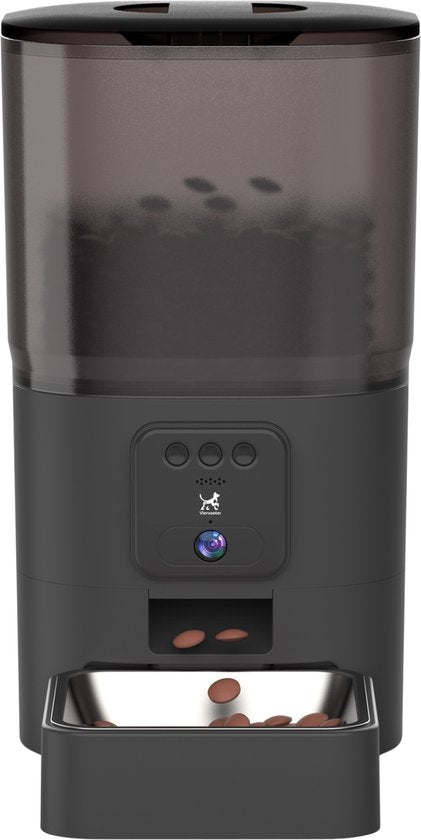 Viervoeter Feed Pro - Mangeoire automatique 6 L - Caméra HD et audio - Chat et chien - Distributeur automatique de nourriture avec application - Noir