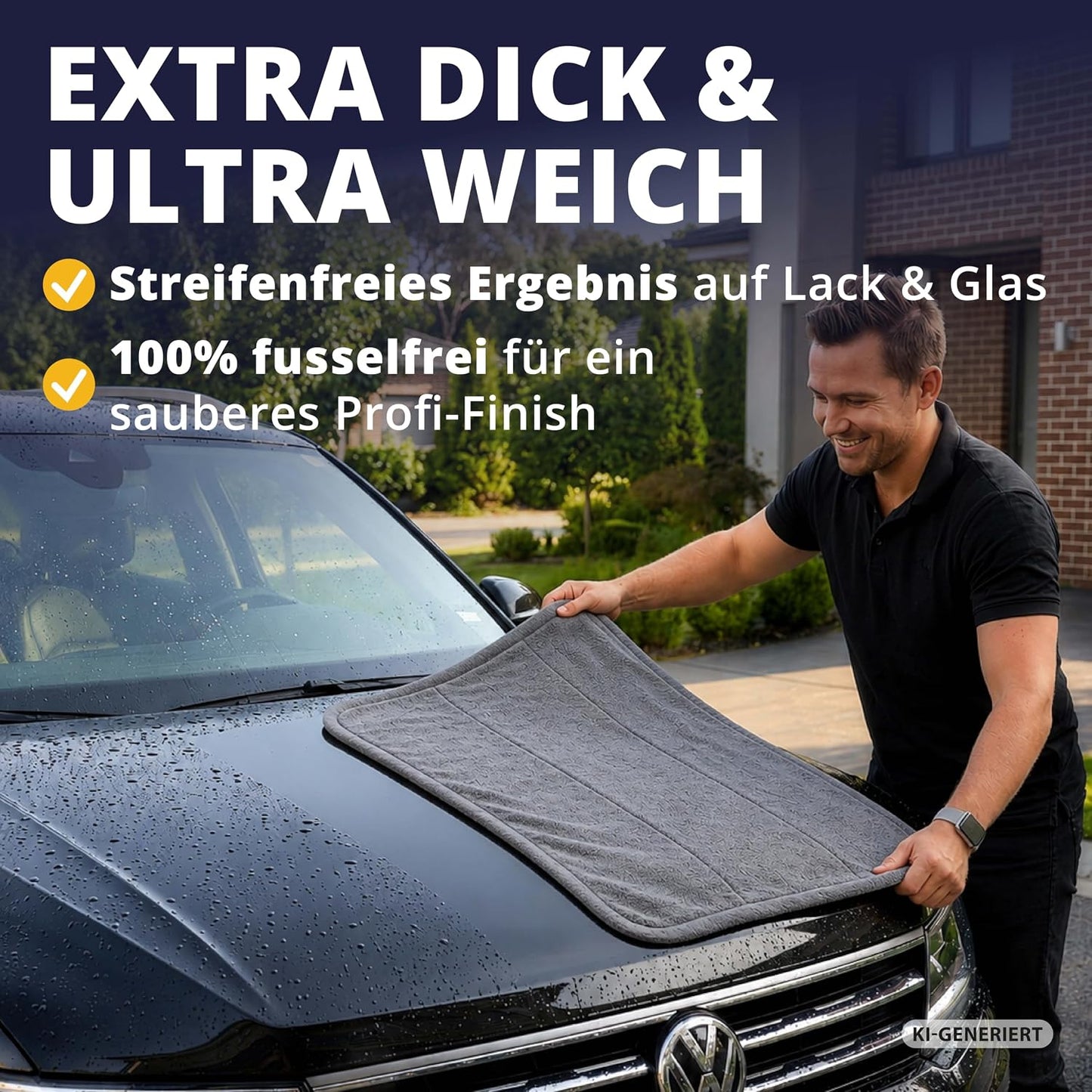 Chiffon de séchage pour voiture Licargo XXL - 80 x 50 cm - Gris - 1 800 g/m² en microfibre