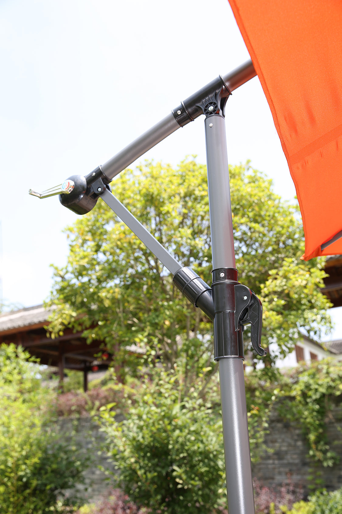 Parasol suspendu Angel Living 300 cm - Parasol à manivelle avec fonction d'inclinaison - Rouge