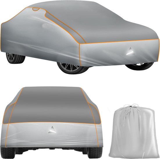 tectake® Car cover - Bâche voiture - Protection contre la grêle - Couverture imperméable - Respirante - Garage auto élastique - Accessoires auto avec sac de rangement - Compatible avec de nombreux modèles - Taille (LxLxH) 406x165x120 cm - Petit