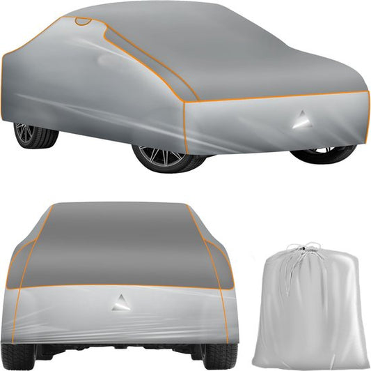 tectake® Car cover - Bâche voiture - Protection contre la grêle - Couverture imperméable - Respirante - Garage auto élastique - Accessoires auto avec sac de rangement - Compatible avec de nombreux modèles - Taille (LxLxH) 406x165x120 cm - Petit