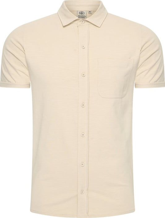 Mario Russo Chemise à manches courtes - Chemise homme - Polo homme - t shirt homme - XL - Beige