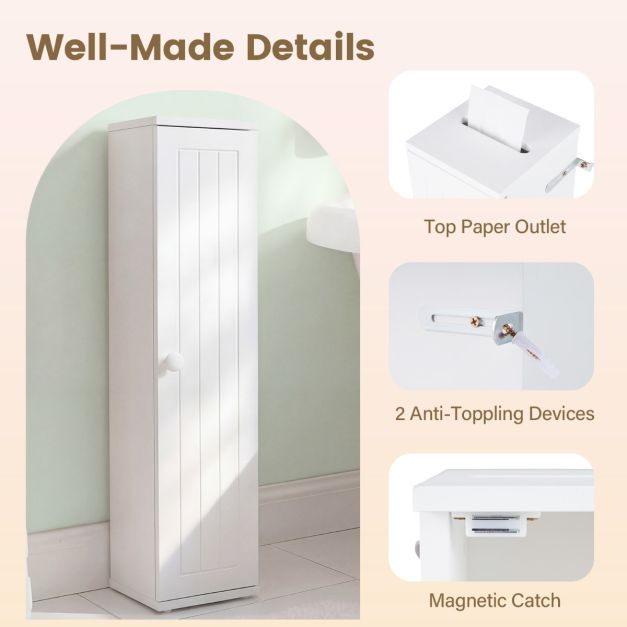 Meuble de salle de bains Coast Smalle – 5 compartiments de rangement – 17 x 16 x 69 cm – Blanc