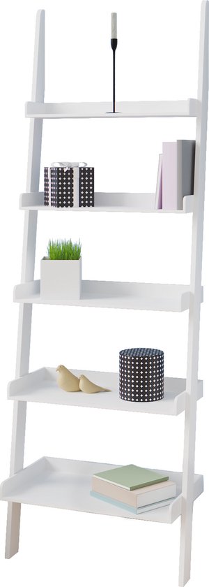 Bibliothèque Casaria - 5 étagères - Dimension 180x64x37cm MDF Bois Blanc