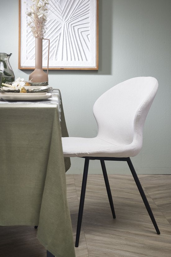 Chaise, Mica Decorations, Max Chaise de salle à manger, Velours, Blanc cassé