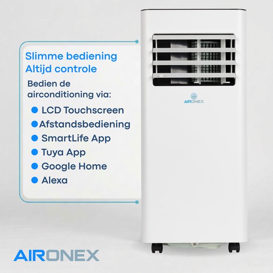 Climatiseur mobile Aironex 7000 BTU – Application et télécommande – Silencieux et compact – Climatiseur mobile avec joint de fenêtre – Climatiseur mobile pour chambre, salon, bureau