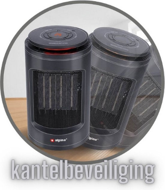 alpina Réchaud électrique - Chauffage - Portable et compact - Air chaud et froid - Minuterie - Thermostat digital - Noir