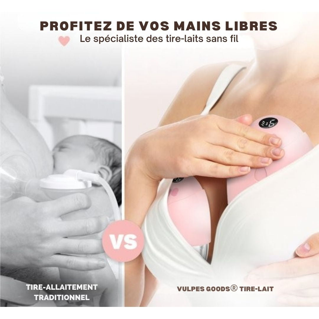 Tire-lait mains libres électrique sans fil - Vulpes Goods® BabyCare - Portable - 2 pièces - version MAX - rose