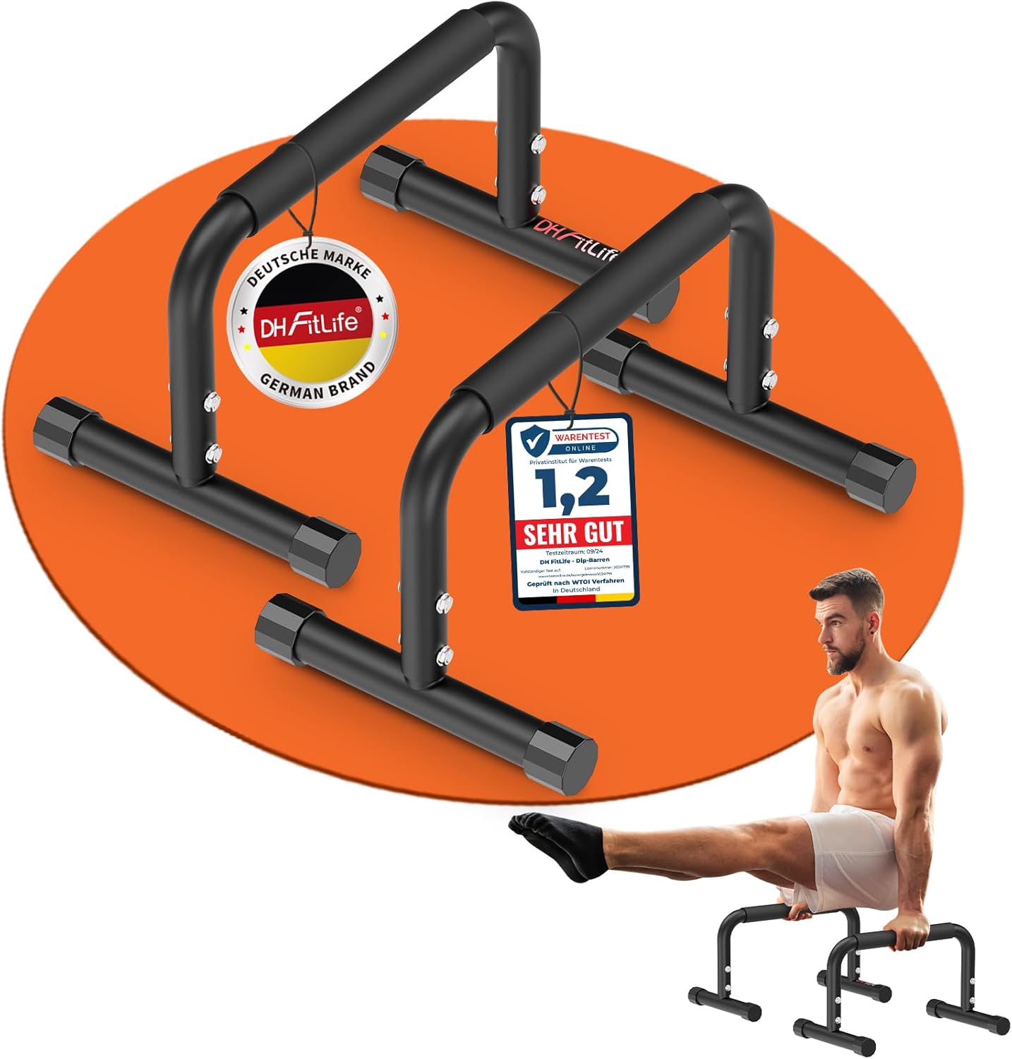 Barres de gymnastique DH Ftlife - Réglables - 2 pièces - Max. 200 kg - 30-35 cm