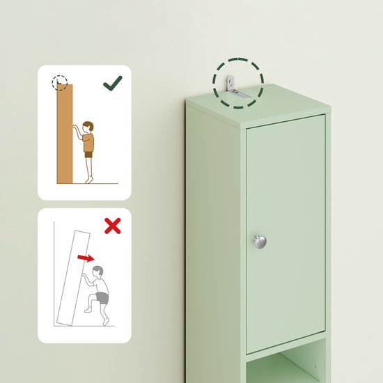 SoBuy Armoires de salle de bain hautes - Armoire de rangement avec étagères réglables et tiroir - Armoire colonne salle de bain - 20x180x20cm, Light Green, BZR34-II-GR - pour salle de bain, salon, chambre à coucher