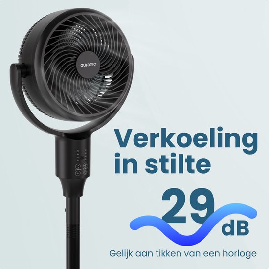 Ventilateur sur pied Auronic - Ventilateur sur pied - Refroidisseur d'air - Ventilateur de sol et de table - Omni - 3 vitesses - Ventilateur silencieux - Ventilateur - Avec télécommande - Noir