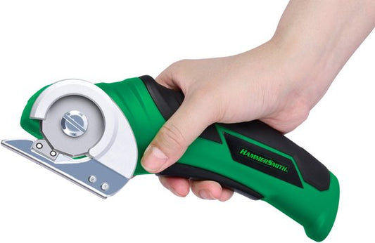 Hammersmith SharpSpin - Cutter universel sans fil - Ciseaux électriques - Cutter à carton - Cutter à lame rotative - Ciseaux à batterie - Coupe le cuir, le PVC, la moquette, le carton et bien plus encore
