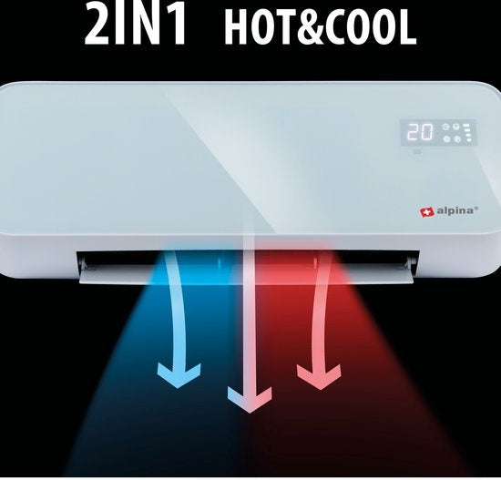 Chauffage et Ventilateur Électrique - Alpina - 2000W – Fixation Murale – Avec Télécommande – Blanc