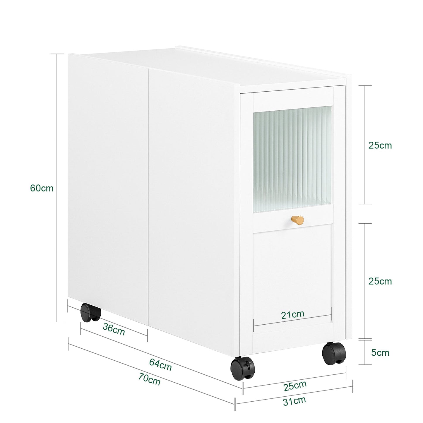 SoBuy FBT150-W Armoire à dossiers, chariot d'archivage, support d'imprimante et étagère de rangement pour le bureau - blanc, 31 x 60 x 70 cm