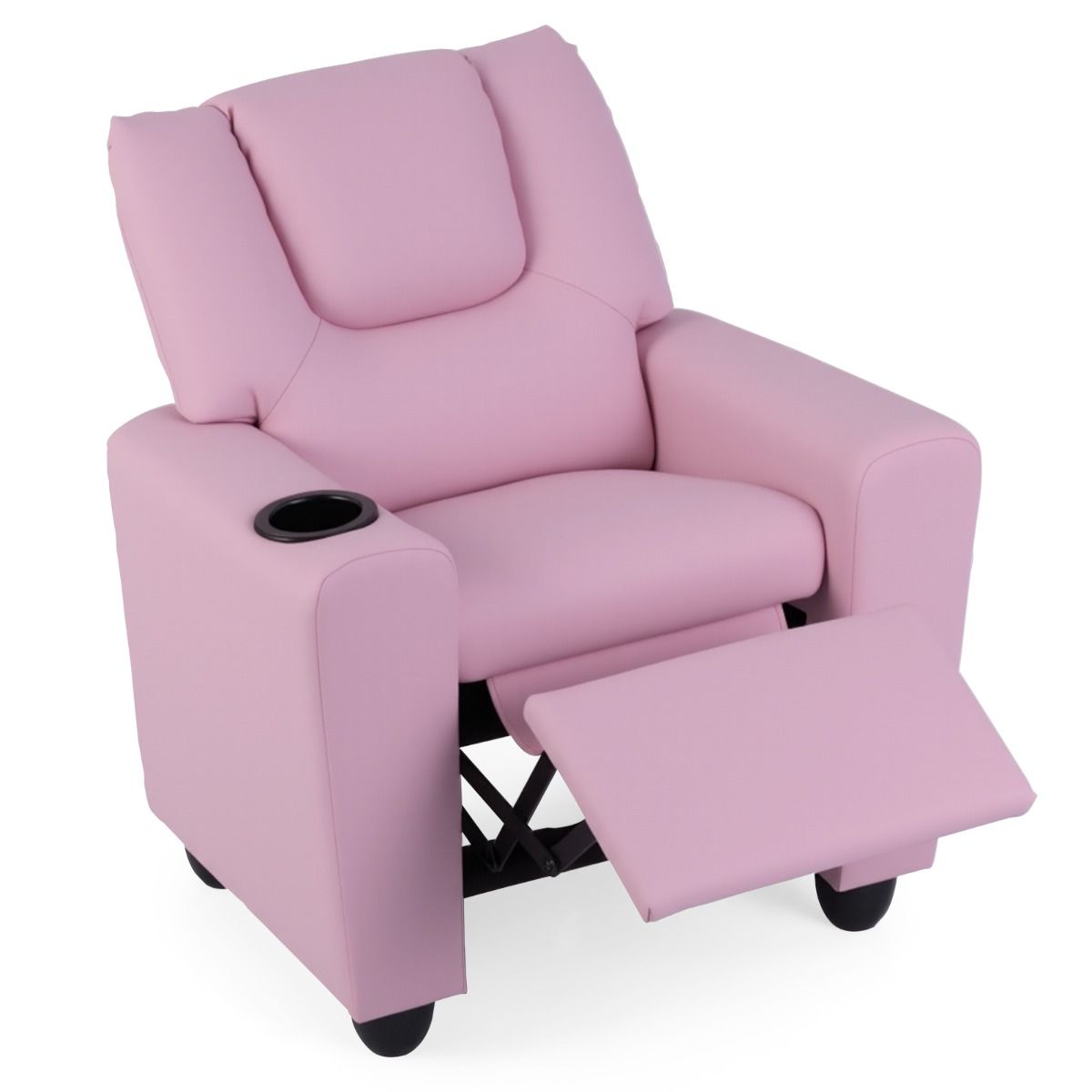 Fauteuil pour enfant Coast avec fonction relax - dossier et repose-pieds réglables - porte-gobelet - rose