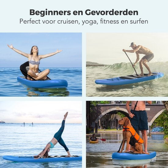 LifeGoods SUP Board - avec siège - Inflatable Paddle Board - Set complet - Max. 135KG - 320x81cm - Bleu